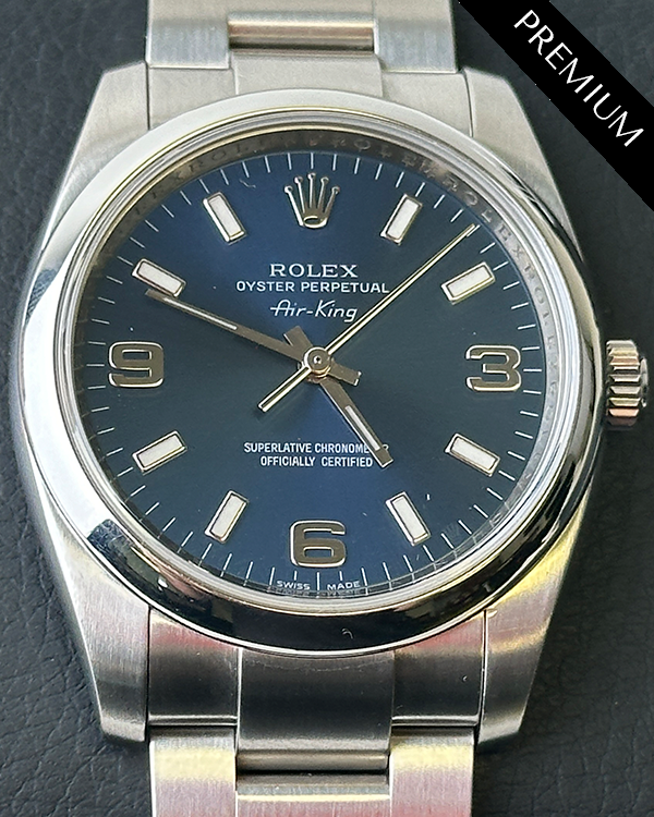 2009 (V-Serial) Rolex Air-King 34MM Blue Dial Oyster Bracelet (114200)