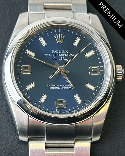 2009 (V-Serial) Rolex Air-King 34MM Blue Dial Oyster Bracelet (114200)