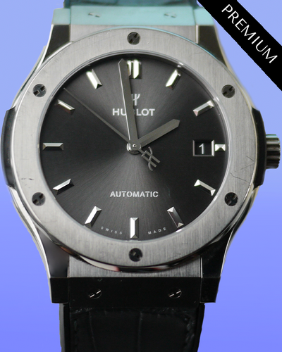 2021 Hublot Classic Fusion 45MM Grey Dial Leather/Rubber Strap (511.NX.7071.LR)