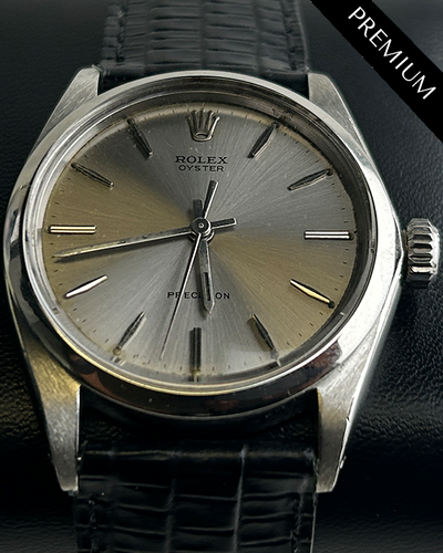 1969 Rolex Oyster Precision 34MM Silver Dial Aftermarket Leather Strap (6426)