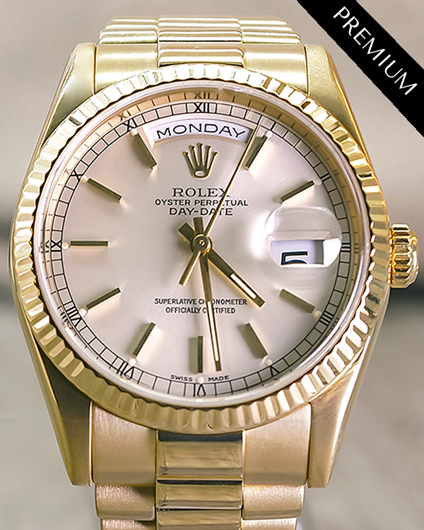 2006 Rolex Day-Date 36MM Silver Dial Yellow Gold President Bracelet (118238)