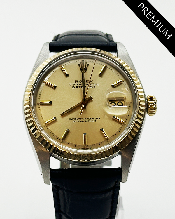 Rolex Datejust Non Quick 36MM Champagne Dial Leather Strap Aftermarket (1601)