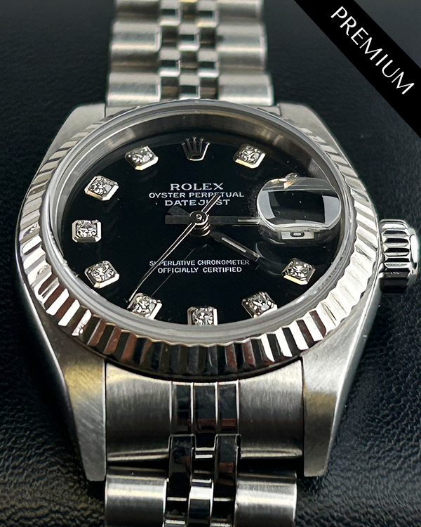 Rolex Lady-Datejust 26MM Aftermarket Black Dial Aftermarket Jubilee Bracelet (79174)