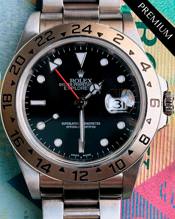 2002 (Y Serial) Rolex Explorer II 40MM Black Dial Oyster Bracelet (16570)