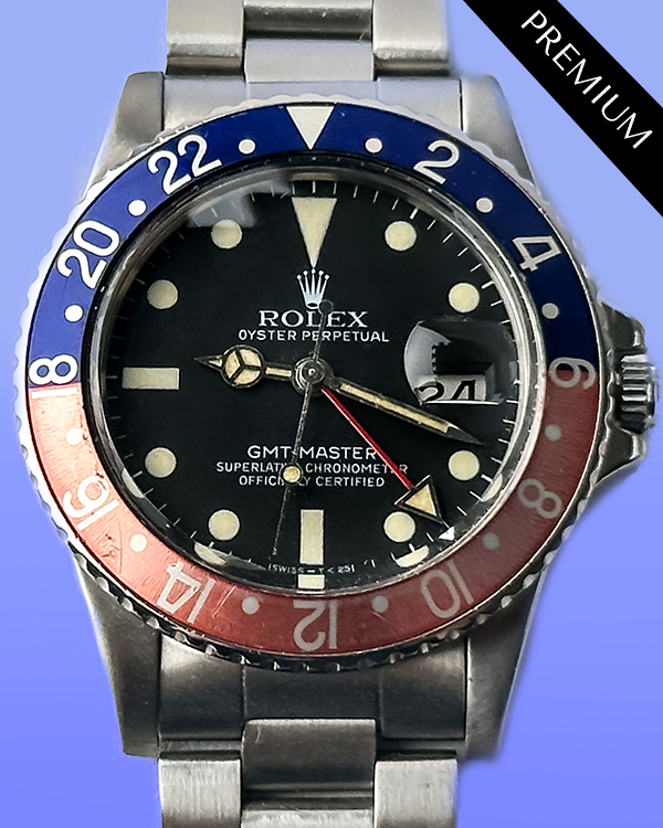 (7.1 Mill Serial)  Rolex GMT-Master "Pepsi" 40MM Black Dial Oyster Bracelet (16750)