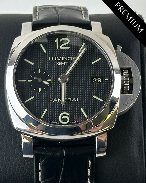 Panerai Luminor 1950 3 Days GMT 42MM Black Dial Leather Strap (PAM00535)