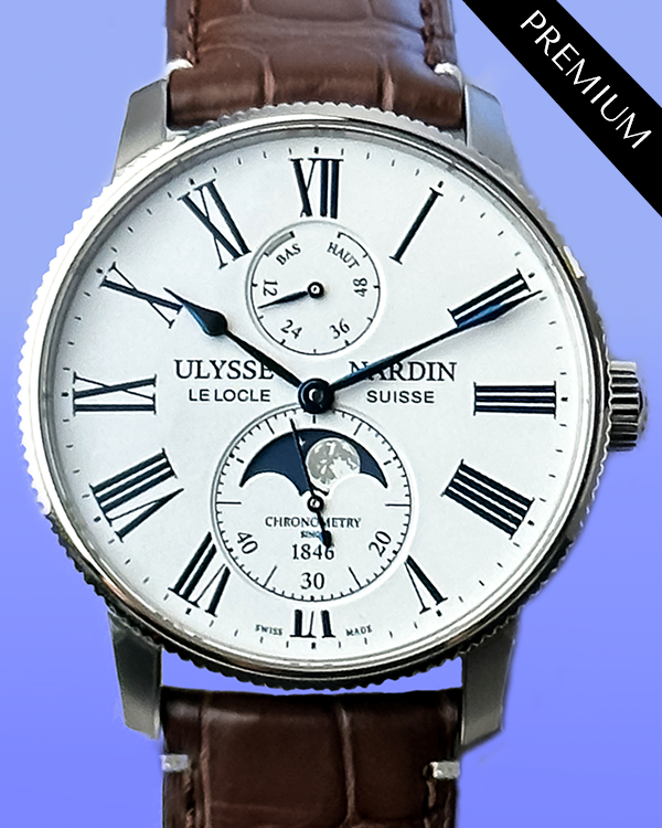 2022 Ulysse Nardin Marine Torpilleur Moonphase L.E. 42MM White Dial Leather Strap (1193-310LE-0A-175)