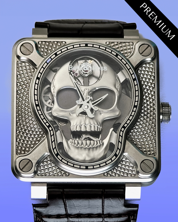 2022 Bell & Ross Laughing Skull L.E 46MM Skeleton Dial Leather Strap (BR01-SKULL-SK-ST)