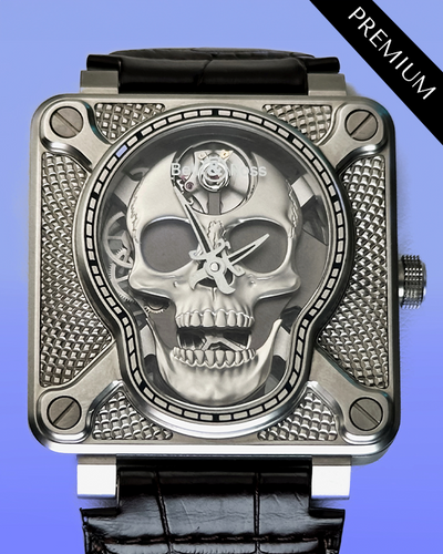 2022 Bell & Ross Laughing Skull L.E 46MM Skeleton Dial Leather Strap (BR01-SKULL-SK-ST)