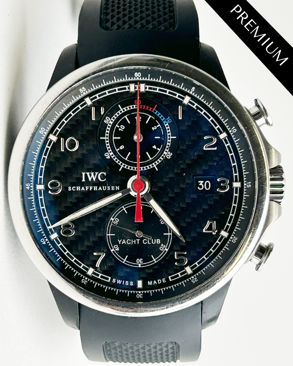 No Reserve - IWC Schaffhausen Portugieser Yacht Club Chronograph L.E. 45MM Black Dial Aftermarket Rubber Strap (IW390212)