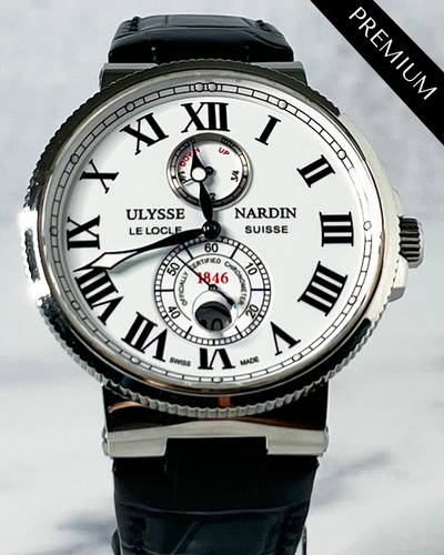 2008 Ulysse Nardin Maxi Marine Chronometer 43MM White Dial Aftermarket Leather Strap (263-67)