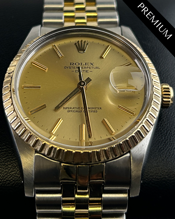 Rolex Oyster Perpetual Date 34MM Champagne Dial Aftermarket Two-Tone Jubilee Bracelet (15053)