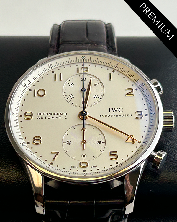 2015 IWC Schaffhausen Portugieser Chronograph 41MM Silver Dial Leather Strap (IW371445)