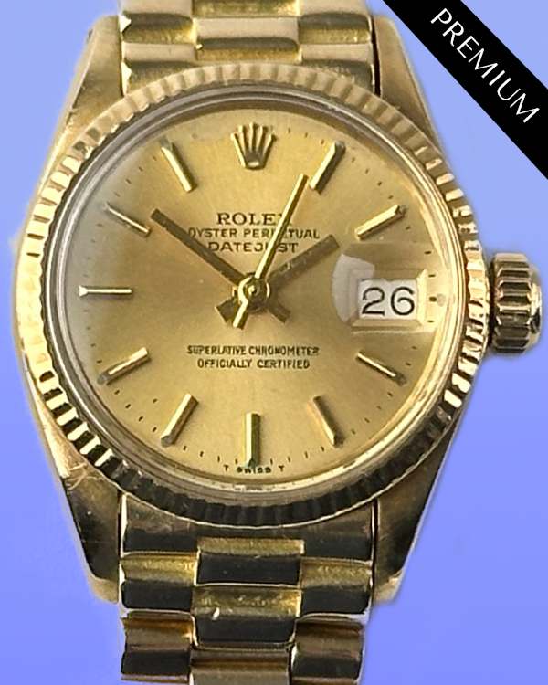 No Reserve - 1974 (3.5 Mill. Serial) Rolex Lady-Datejust 26MM Champagne Dial President Bracelet (6517)