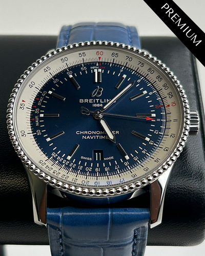 2021 Breitling Navitimer 41MM Blue Dial Aftermarket Leather Strap (A17326)