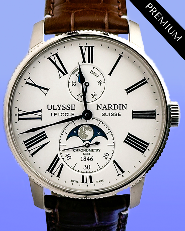 2022 Ulysse Nardin Marine Torpilleur Moonphase 42MM White Dial Leather ...