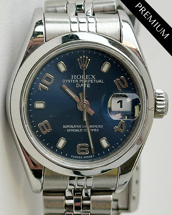 No Reserve - Rolex Oyster Perpetual Lady Date 26MM Blue Dial Jubilee Bracelet (79160)