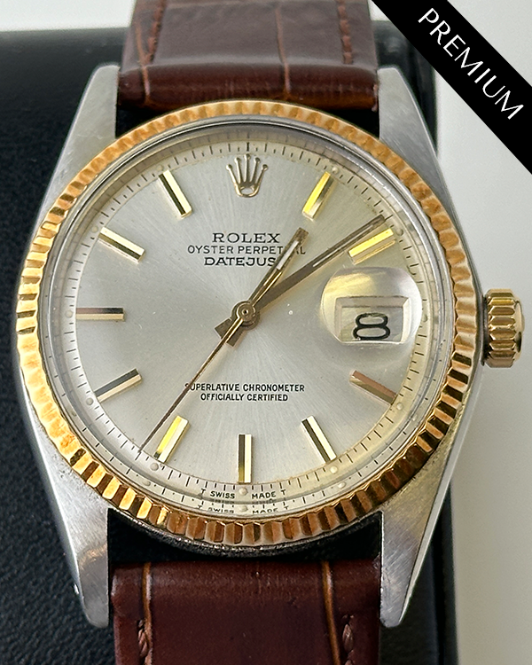 Rolex Datejust Vintage 36MM "Pie Pan" Silver Dial Aftermarket Leather Strap (1601)