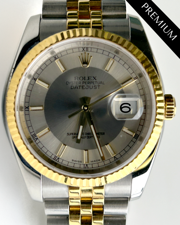 2005 (F Serial) Rolex Datejust 36MM "Tuxedo" Silver Dial Two-Tone Jubilee Bracelet (116233)