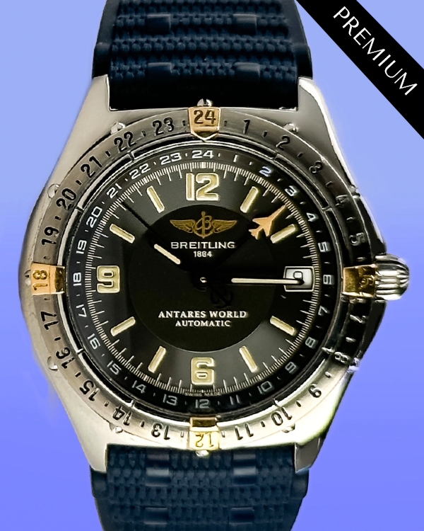 2019 Breitling Antares World 38MM Black Dial Rubber Strap (B32047.1)