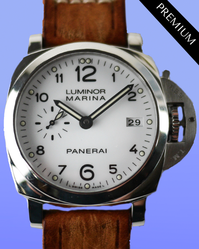 Panerai Luminor Marina 1950 3 Days 42MM White Dial Aftermarket Leather Strap (PAM00523)