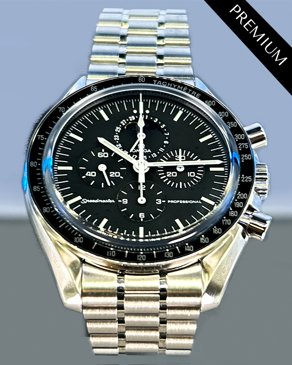 Omega Speedmaster Professional Moonwatch Moonphase 42MM Black Dial Steel Bracelet (3576.50.00)