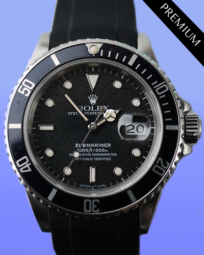 Rolex Submariner Date "Triple Zero" 40MM Aftermarket Black Dial Aftermarket Rubber Strap (168000)