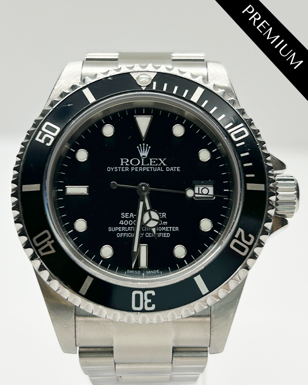 2002 (Y Serial) Rolex Sea-Dweller 4000 40MM Aftermarket Bezel Black Dial Steel Bracelet (16600)