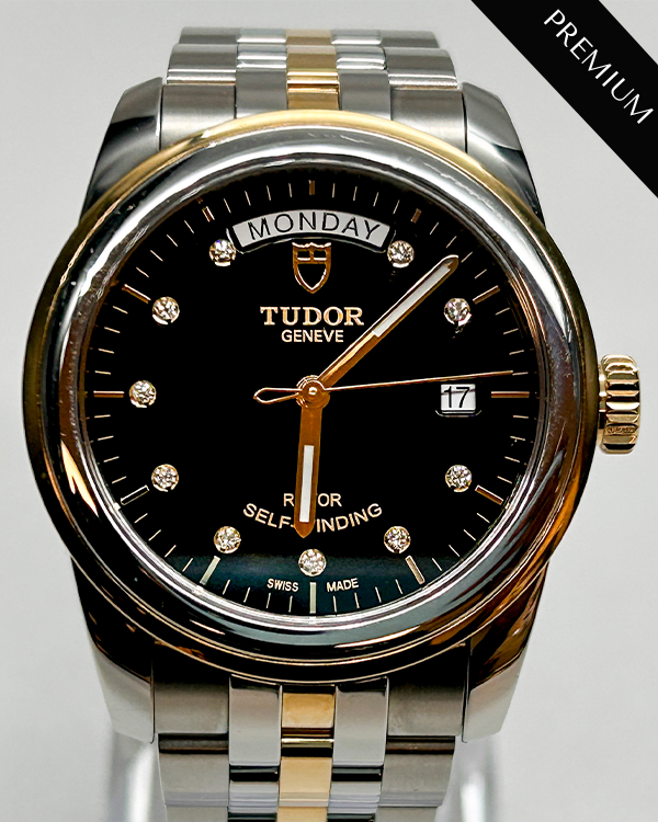 2023 Tudor Glamour Date+Day 39MM Factory Diamonds Steel Black Dial (M56003)