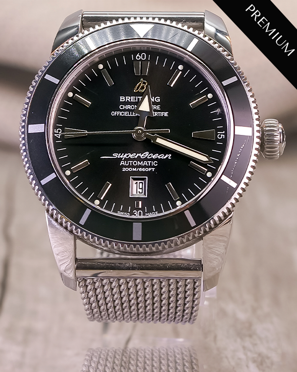 No Reserve - 2014 Breitling Superocean Heritage 46MM Black Dial Steel Bracelet (A17320)