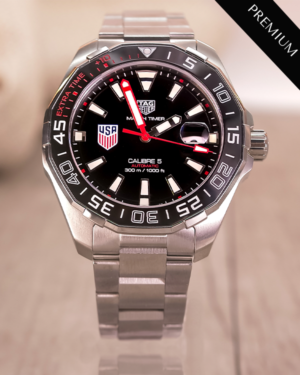 No Reserve - TAG Heuer Aquaracer US Soccer Limited Edition 43MM Black Dial Steel Bracelet (WAY201G.BA0927)