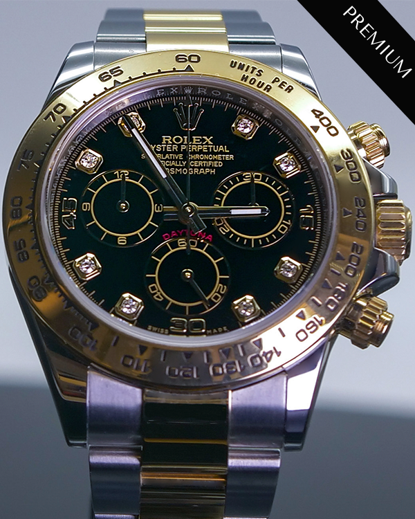 2020 Rolex Cosmograph Daytona 40MM Two-Tone Yellow Rolesor Black Diamonds Dial (116503)