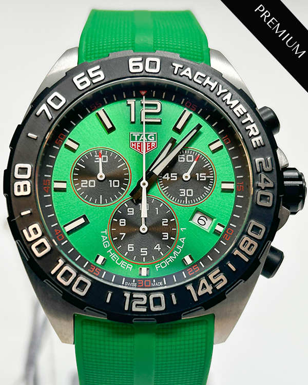 No Reserve - 2022 TAG Heuer Formula 1 43MM Quartz Green Dial Rubber Strap (CAZ101AP.FT8056)