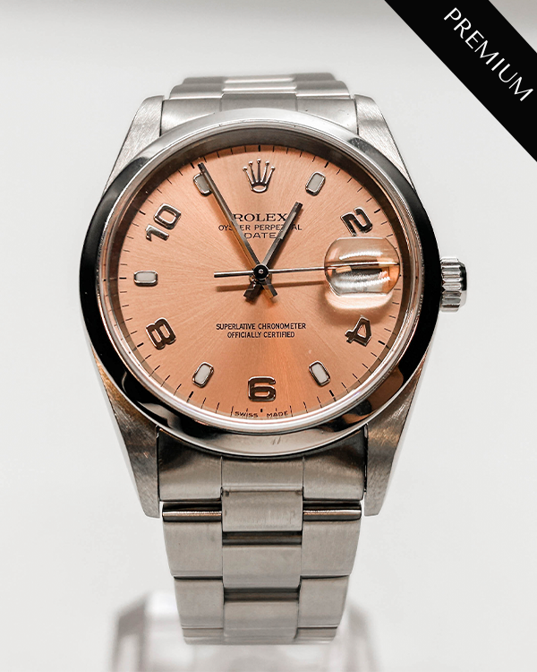 Rolex Oyster Perpetual Date 34MM Pink Dial Steel Bracelet (15200)