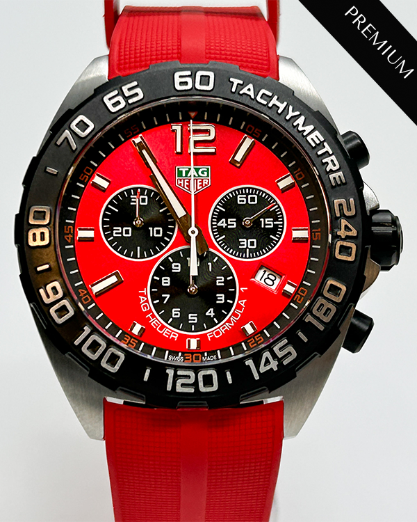 No Reserve - TAG Heuer Formula 1 Quartz Chronograph 43MM Strap Steel Red Dial (CAZ101AN.FT8055)