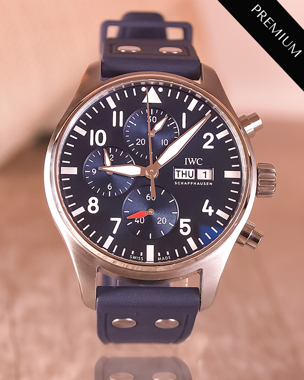 2023 IWC Schaffhausen Pilot Chronograph 43MM Blue Dial Rubber Strap (378003)