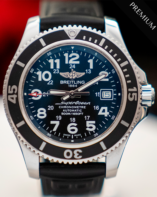 Breitling Superocean II 42MM Black Dial Rubber Strap (A17365C91B1S1)