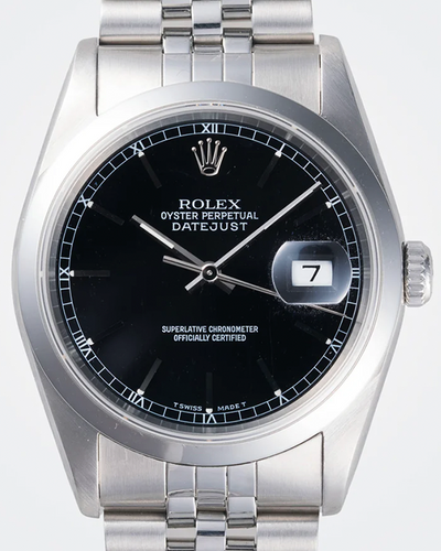 1991 (X Serial) Rolex Datejust 36MM Black Dial Steel Jubilee Bracelet (16200)