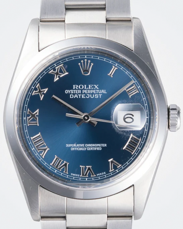 1997 (U Serial) Rolex Datejust 36MM Blue Dial Steel Bracelet (16200)