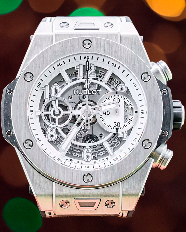 2019 Hublot Big Bang Unico 45MM Skeleton Dial Leather/Rubber Strap (411.NE.2010.LR.JSM15)