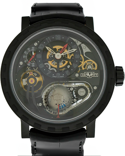 Dewitt Hour Planet Academia 46MM Skeleton Dial Leather Strap (AC.GMT.002)