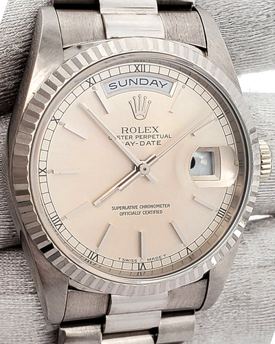 Rolex Day-Date Vintage 36MM  Silver Dial White Gold President Bracelet (18239)