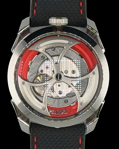 2022 MB&F M.A.D.1 Red Edition 42MM Skeleton Dial Leather-Textile Strap (M.A.D 1)