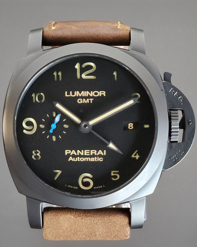 2018 Panerai Luminor 1950 3 Days GMT 44MM Black Dial Leather Strap (PAM01441)