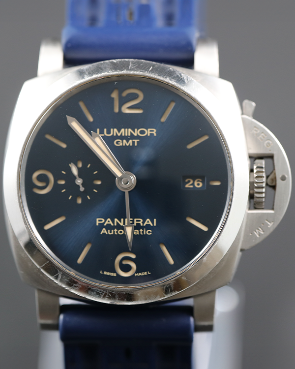 2020 Panerai Luminor 1950 3 Days GMT 44MM Blue Dial Rubber Strap (PAM01033)