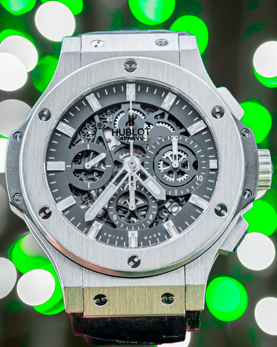 2013 Hublot Big Bang Aero Bang 44MM Skeleton Dial Leather/Rubber Strap (311.SX.1170.GR)