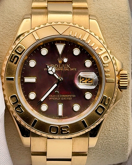2002 (Y Serial) Rolex Yacht-Master 40MM Mother Of Pearl Dial Yellow Gold Oyster Bracelet (16628)