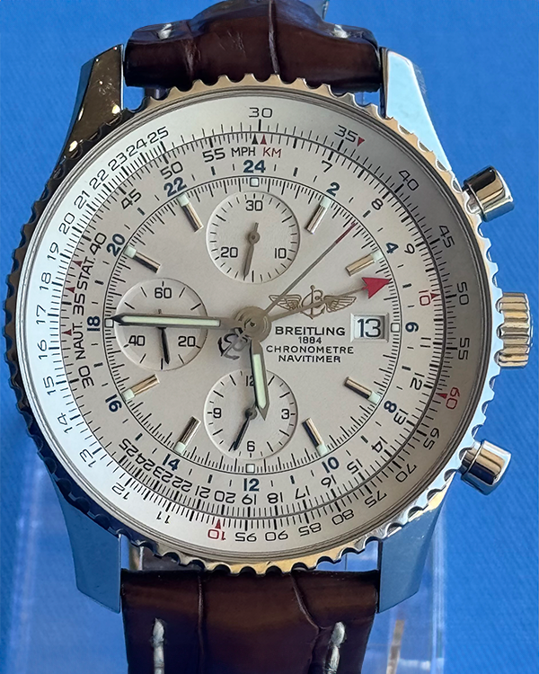 2008 Breitling Navitimer World 46MM White Dial Leather Strap (A2432212/G571)