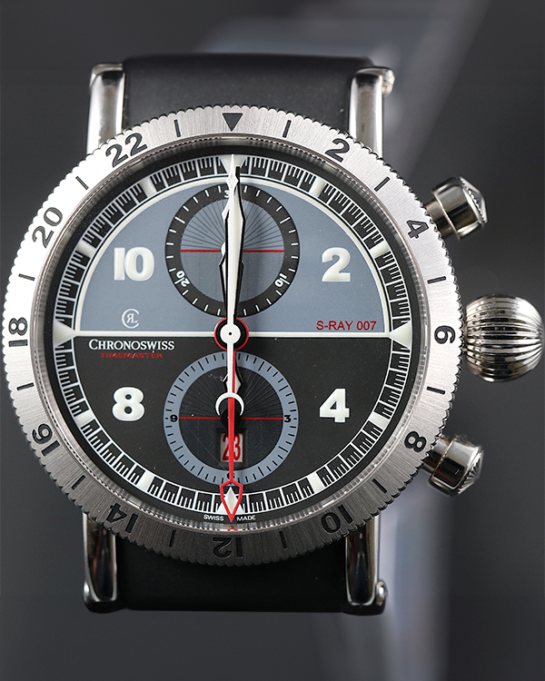 Chronoswiss Timemaster Chronograph GMT S-Ray S.E. 44MM Black/Grey Dial Rubber Strap  (CH7533G-DN)