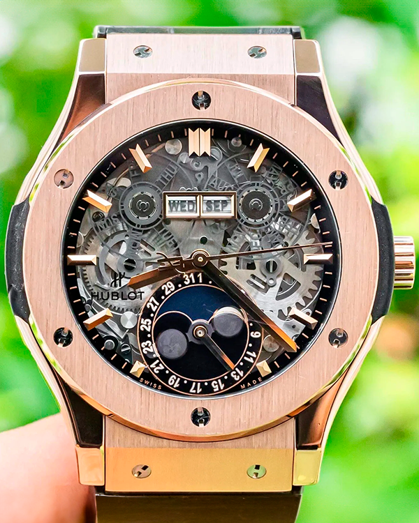 Hublot Classic Fusion Aerofusion 45MM Skeleton Dial Leather Strap (517.OX.0180.LR)